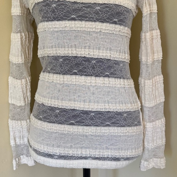 Anthropologie Tiny Pieced Lace Cowlneck Pullover Blouse Top, Cream, Size XS, NWT - Picture 8 of 14